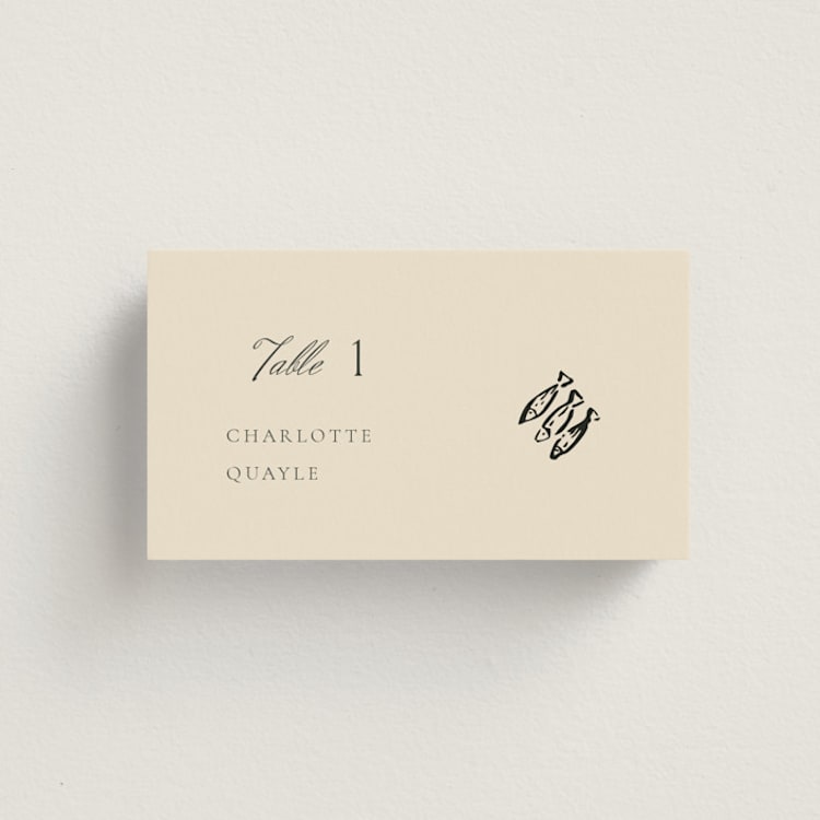 "Whimsical Watercolour" - Place Cards - Fish in Chardonnay by Draft and Wed - Front