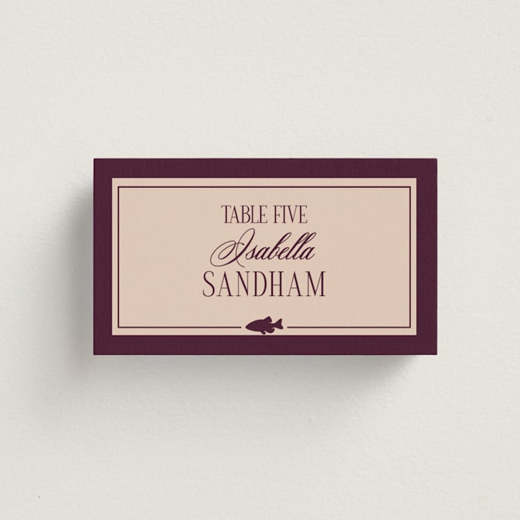 "Merlot" - Place Cards - Fish in Cabernet by Hudson meet Rose - Front