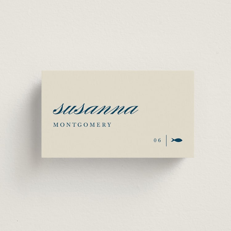 "Scripted" - Place Cards - Fish in Linen by Sierra Lee - Front