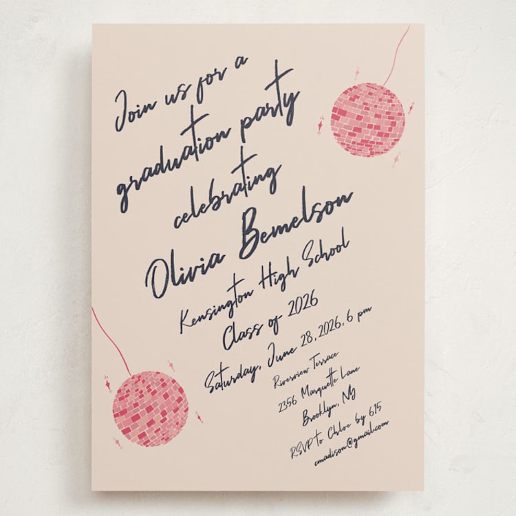 "Sparkle and Rhythm Celebration" - Graduation Party Invitations in Fuchsia by Sarah Rosenthal - Front