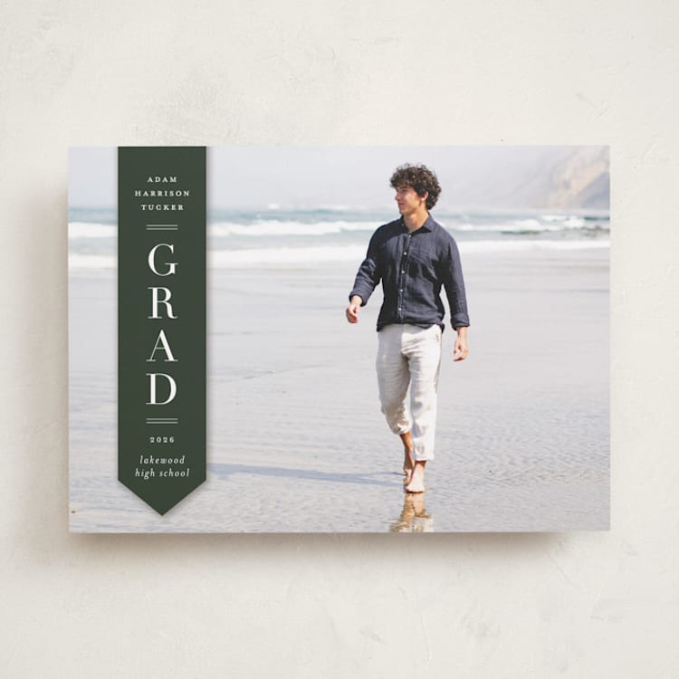 "Classic Sash" - Graduation Announcements in Pine by Lauren Chism - Front