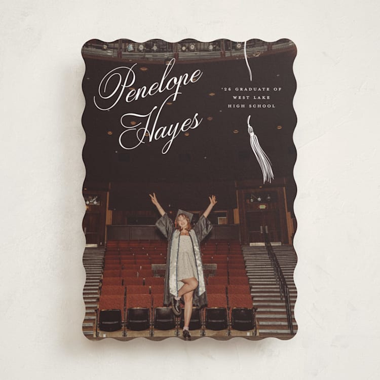 "Tassel Type" - Graduation Announcements in Snow by Pixel and Hank - Front