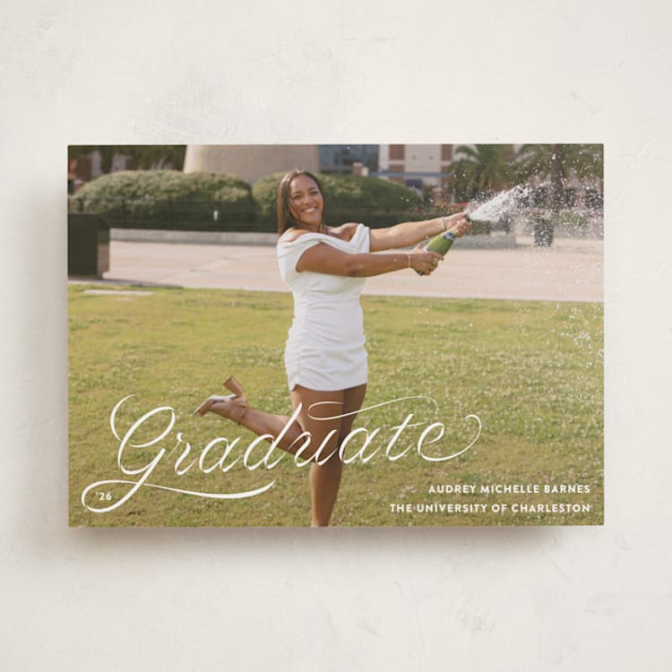 "Ribbons and Cords" - Graduation Announcements in Ink by Megan Davis - Front