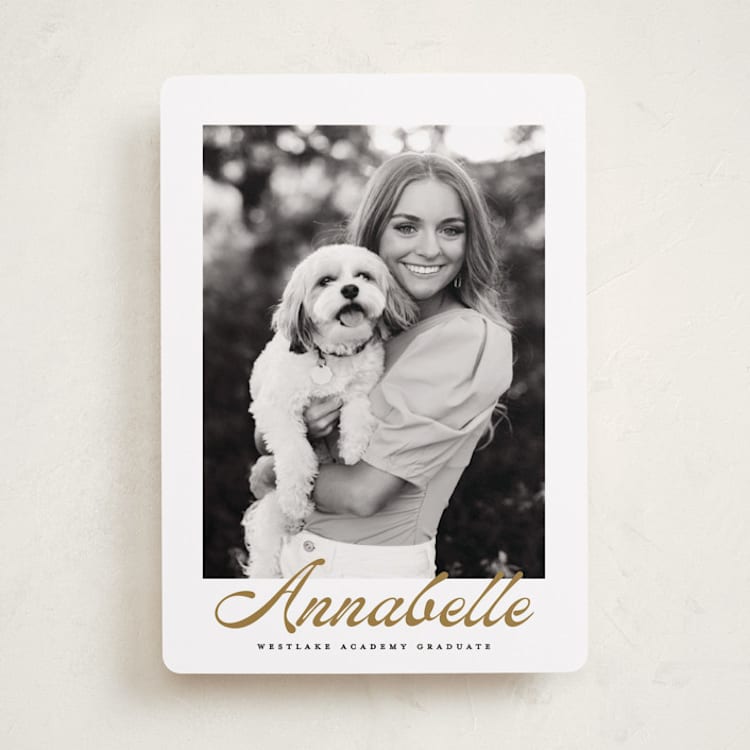 "Vintage script" - Graduation Announcements in Golden by Maja Cunningham - Front
