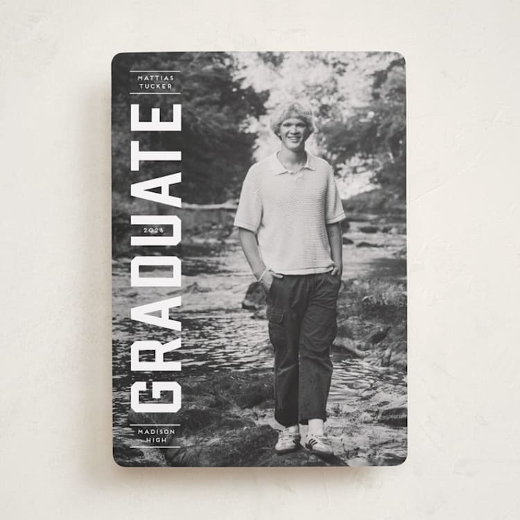 "Upward" - Graduation Announcements in Alabaster by Erica Krystek - Front