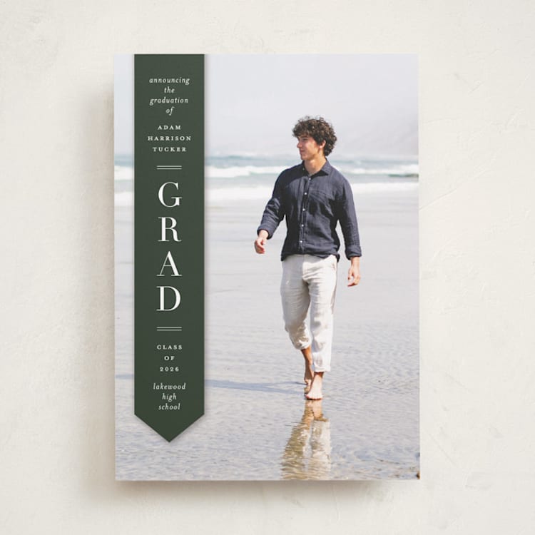 "Classic Sash" - Graduation Announcements in Pine by Lauren Chism - Front