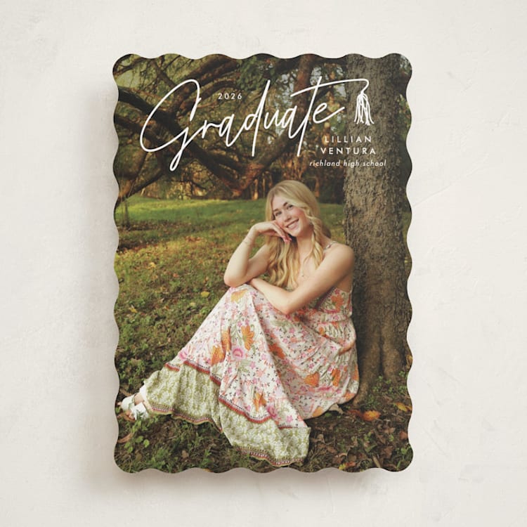 "Tassled T" - Graduation Announcements in Snow by Lauren Chism - Front
