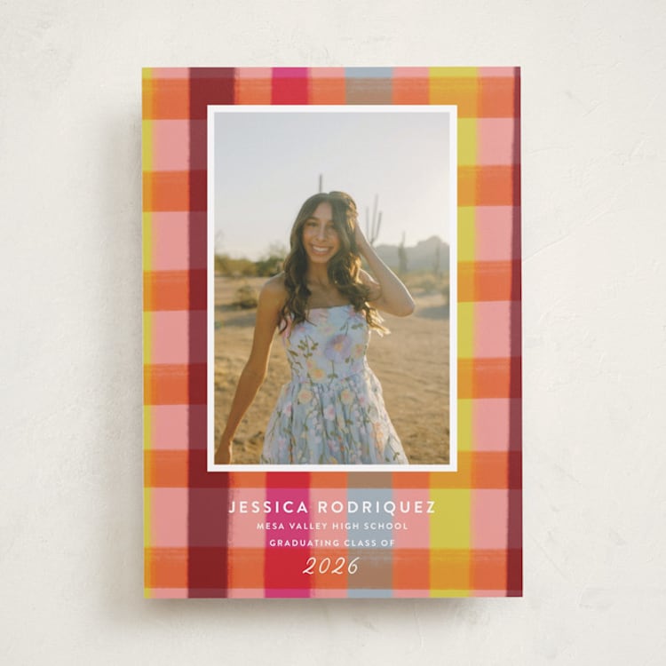 "Rainbow plaid" - Graduation Announcements in Ruby by Kat Roberts - Front
