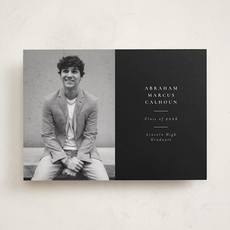 "Distinguished" - Graduation Announcements in Noir by Meggy Masters - Front