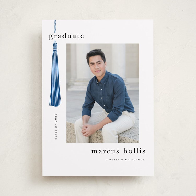 "Tassled" - Graduation Announcements in Cobalt by Ashlee Townsend - Front