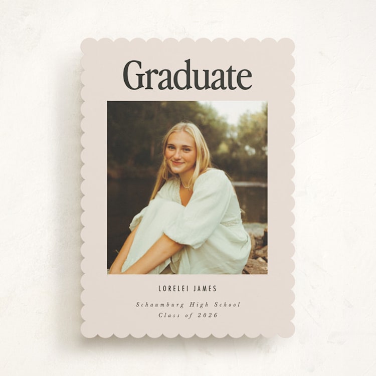 "Persistence" - Graduation Announcements in Cream by Nazia Hyder - Front