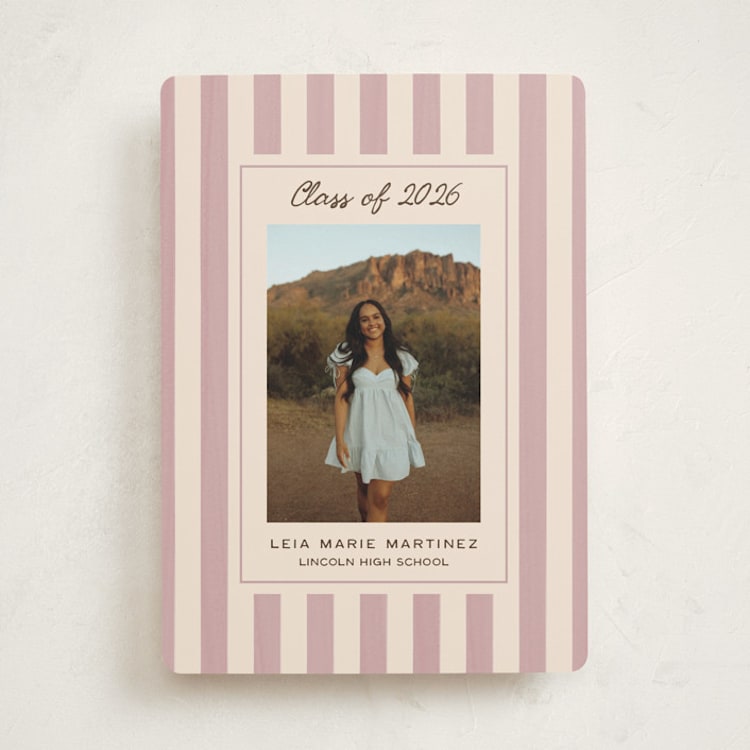"Grad Stripes" - Graduation Announcements in Blush by Ani Somi - Front