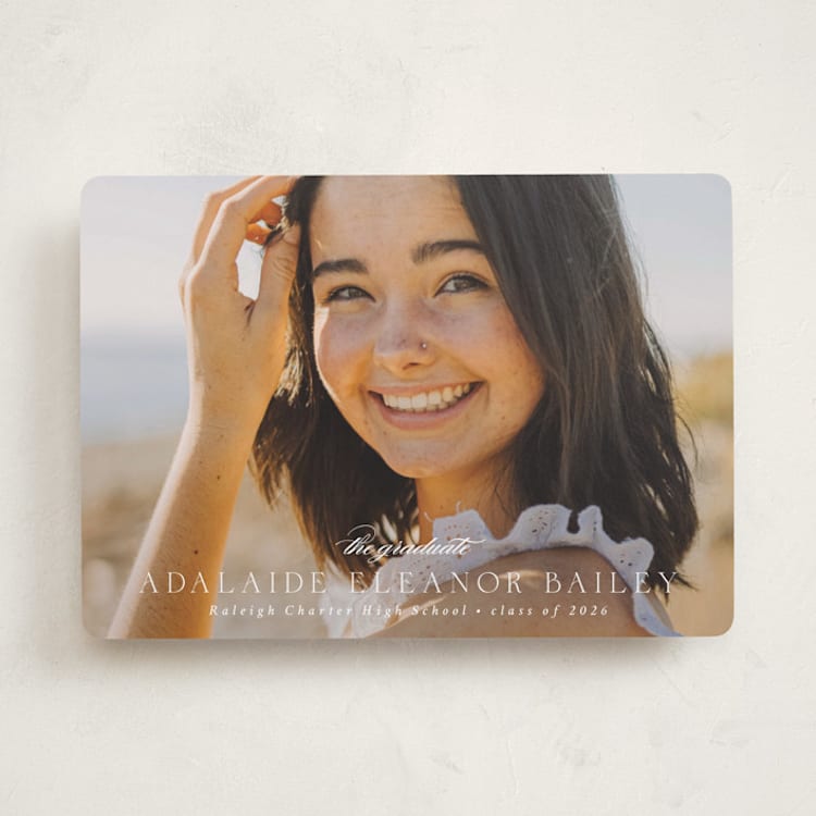 "Graceful" - Graduation Announcements in Cotton by Emily Sabol Goss - Front