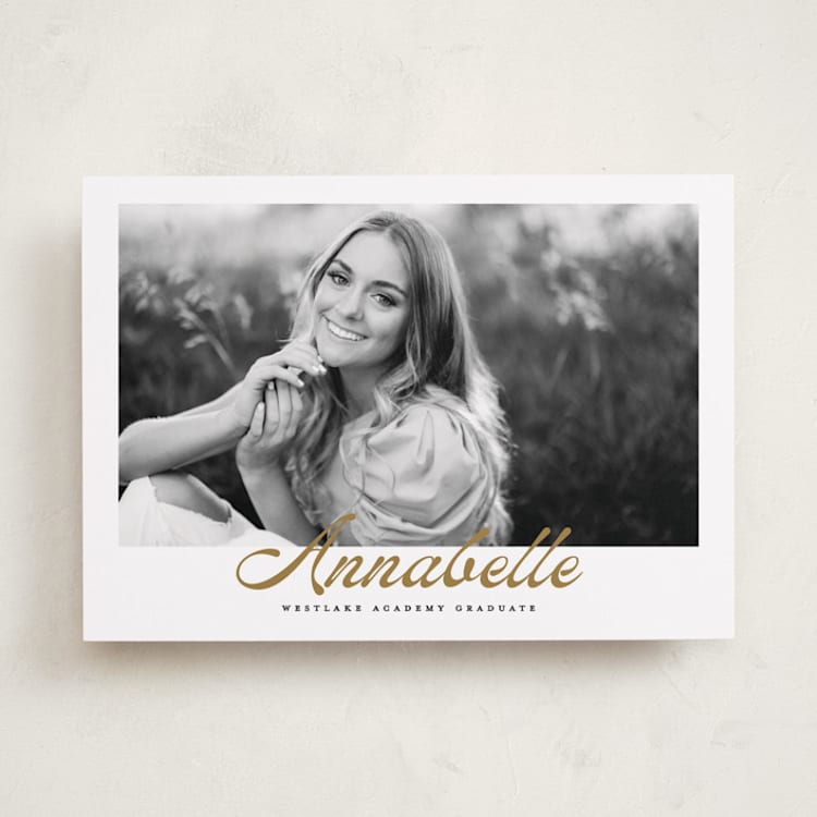 "Vintage script" - Graduation Announcements in Golden by Maja Cunningham - Front