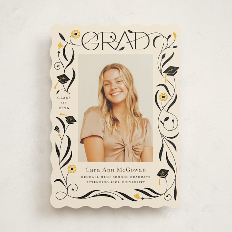 "Grad Florals" - Graduation Announcements in Cream by Morgan Ramberg - Front