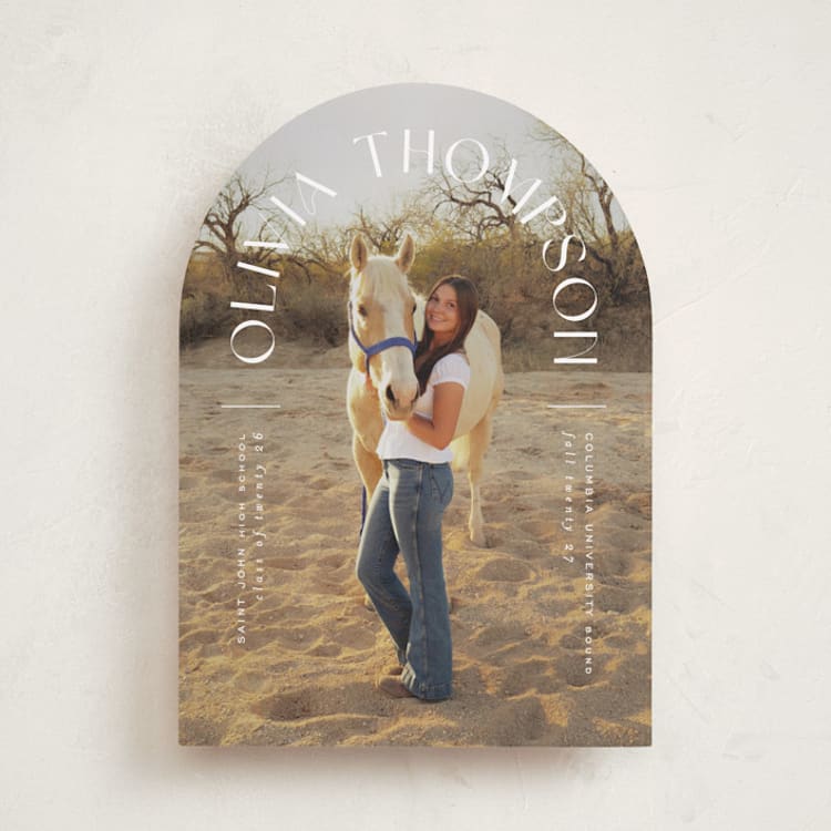 "Arched Name" - Graduation Announcements in Opal by Ana Sharpe - Front