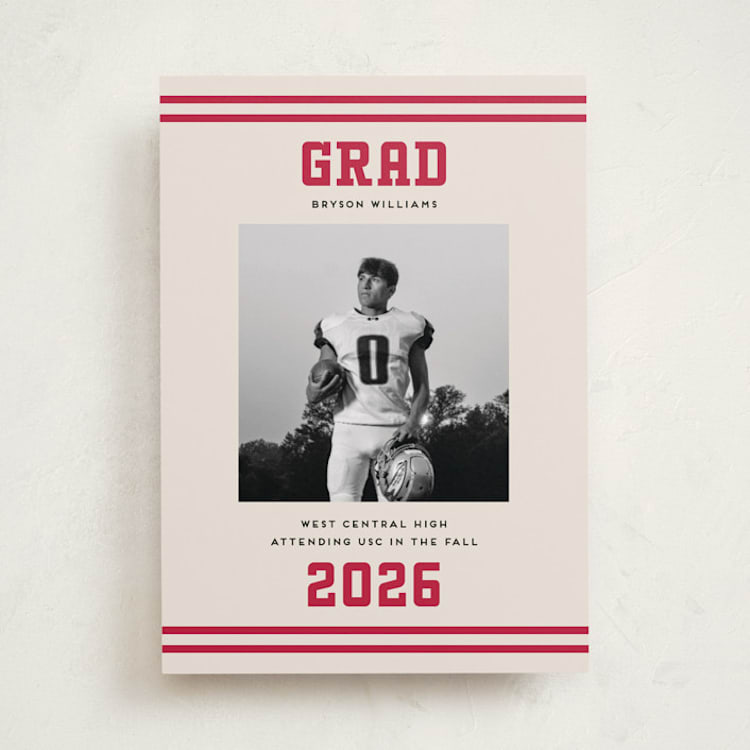 "Team Grad" - Graduation Announcements in Cherry by Louise Kay - Front