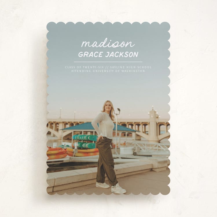 "Handwritten Stack" - Graduation Announcements in Snow by Stephanie Heinrich Godbout - Front