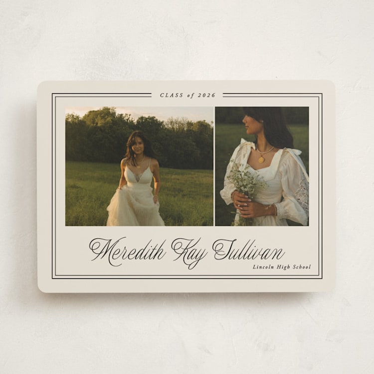 "Timeless Border" - Graduation Announcements in Almond by Brianne Larsen - Front