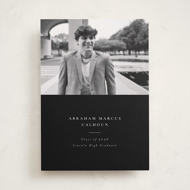"Distinguished" - Graduation Announcements in Noir by Meggy Masters - Front