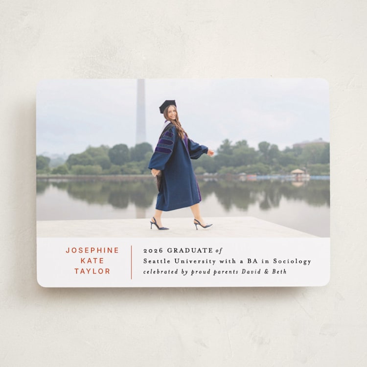 "Simply stated" - Graduation Announcements in Tangerine by Alethea and Ruth - Front