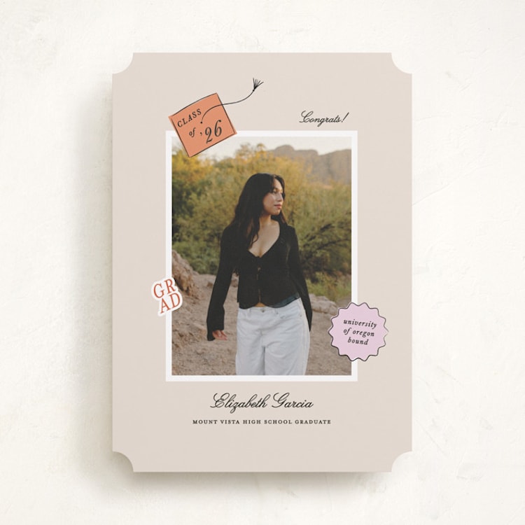"Grad Vibes" - Graduation Announcements in Apricot by Ashley Iwafuchi - Front