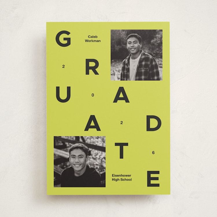 "Grad Grid" - Graduation Announcements in Citron by Inkblot Design - Front