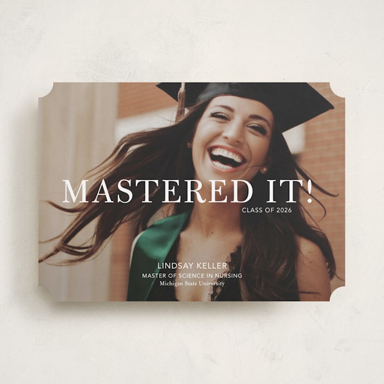 "Mastered It" - Graduation Announcements in Snow by Stacie Stankos - Front
