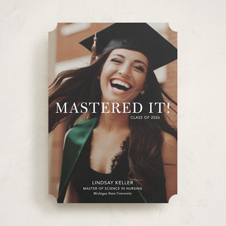 "Mastered It" - Graduation Announcements in Snow by Stacie Stankos - Front