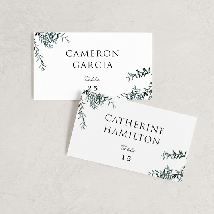 "Fresh Sage" - Place Cards in Olive by Christie Kelly - Front