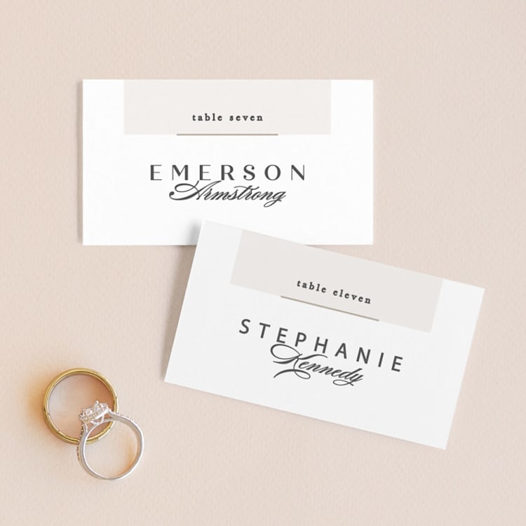"Photographed" - Place Cards in Ecru by Creo Study - Front