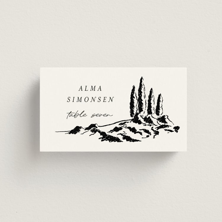 "Countryside Villa" - Place Cards in Noir by Shiny Penny Studio - Front