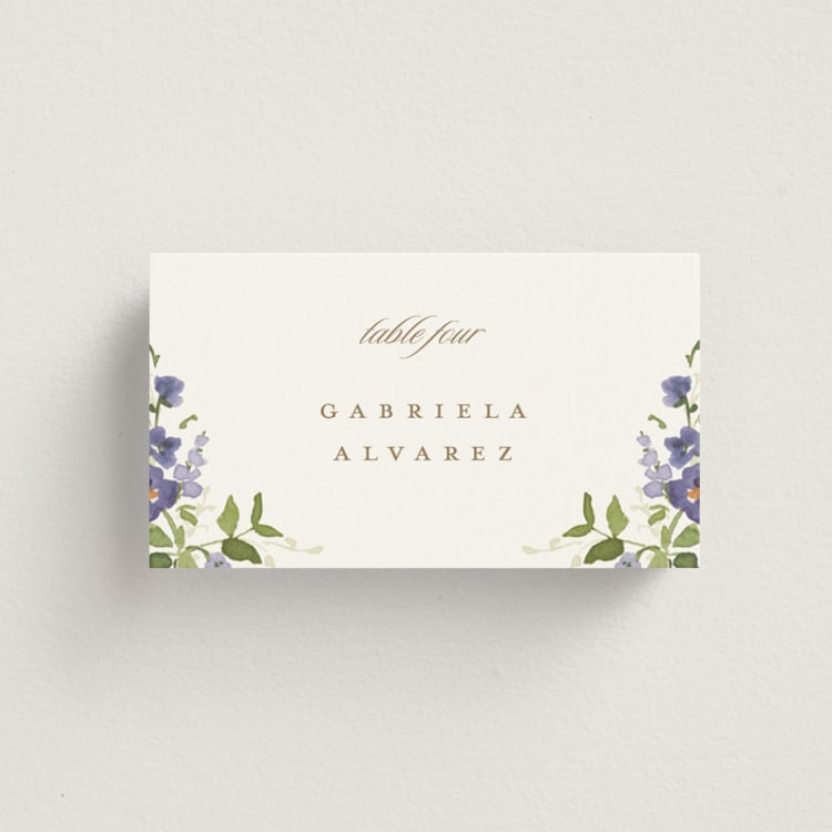 "Wildflower Trellis" - Place Cards in Iris by Everett Paper Goods - Front