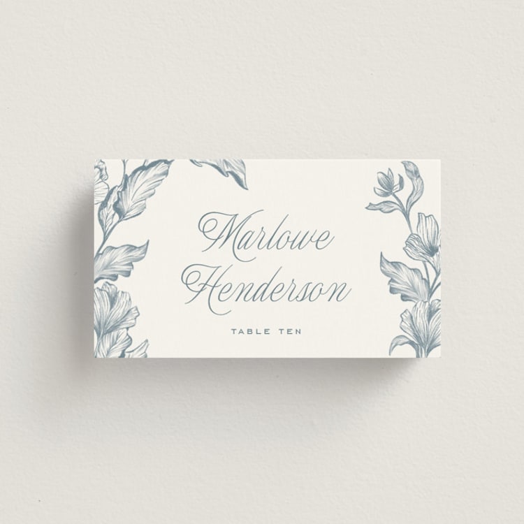 "Wreath In Bloom" - Place Cards in Lake by Leah Bisch - Front