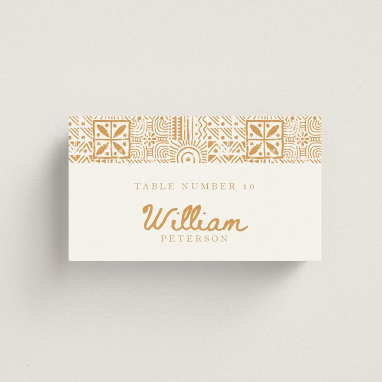 "Tribal Rythm" - Place Cards in Amber by Selima Akhter - Front