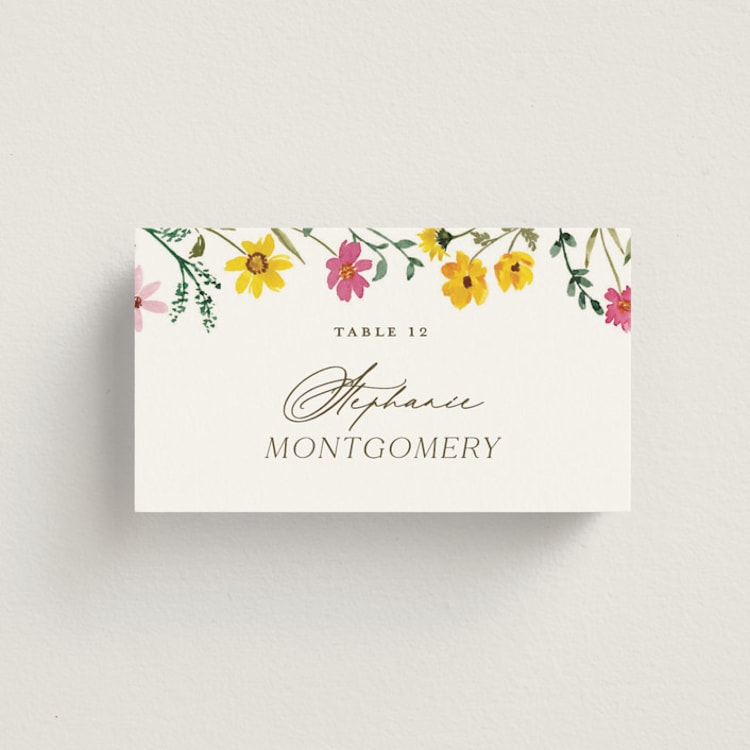 "Wildflower wreath" - Place Cards in Peony by Yaling Hou Suzuki - Front