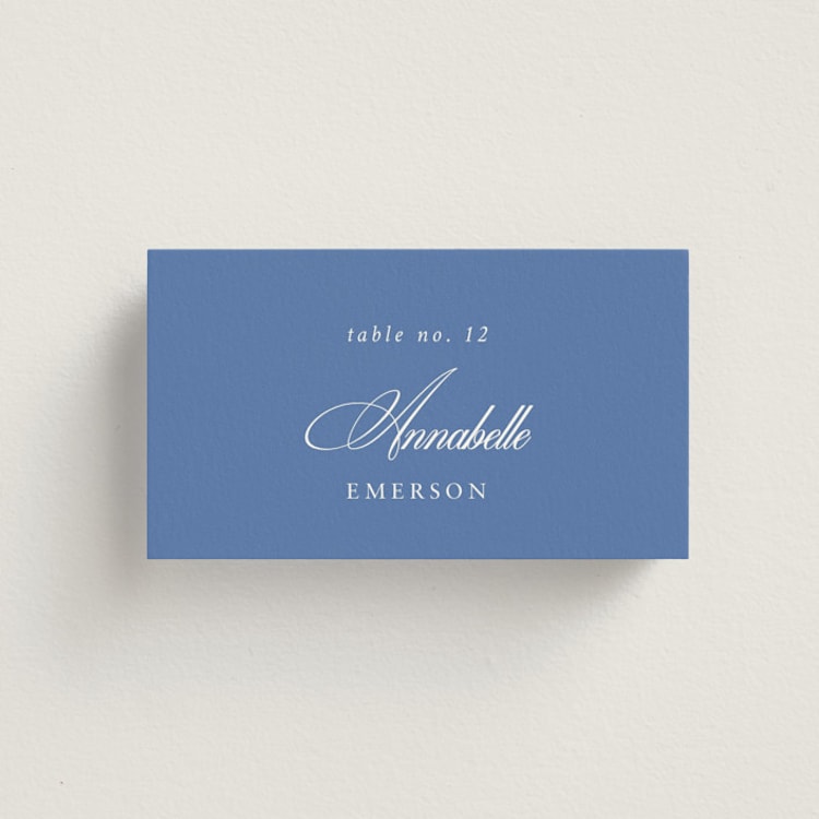 "Amalfi Blue" - Place Cards in Blue Mist by Design Lotus - Front