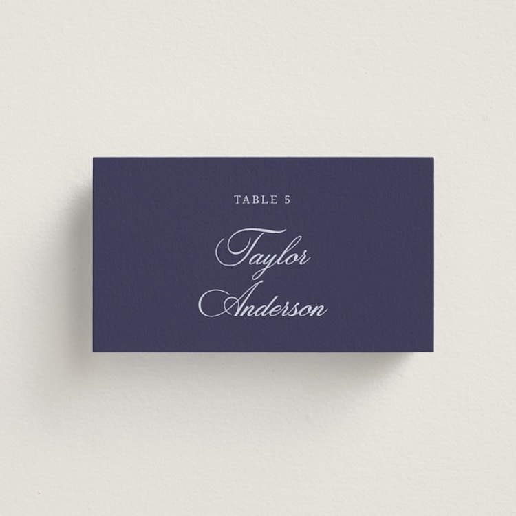 "Blooming Crest" - Place Cards in Plum by Cass Loh - Front