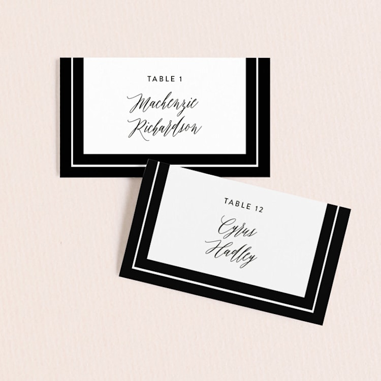 "Ribbon Border" - Place Cards in Tuxedo by Jill Means - Front