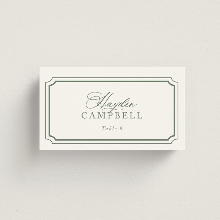"Avery" - Place Cards in Sage by Jennifer Postorino - Front