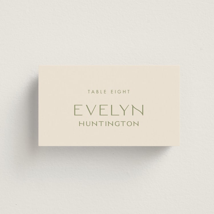 "Brooklyn" - Place Cards in Sage by Ellen Schlegelmilch - Front