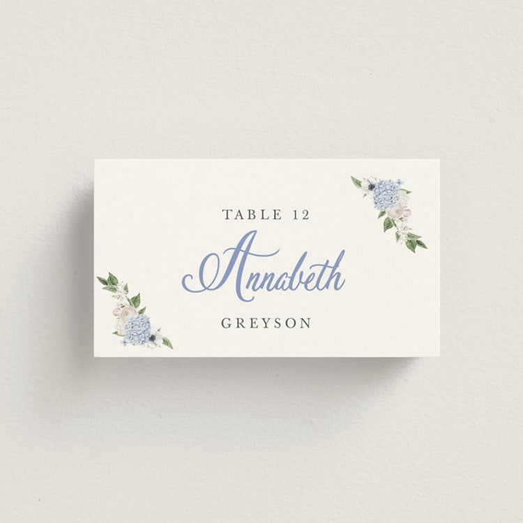 "Sweethearts" - Place Cards in Periwinkle by Design Lotus - Front