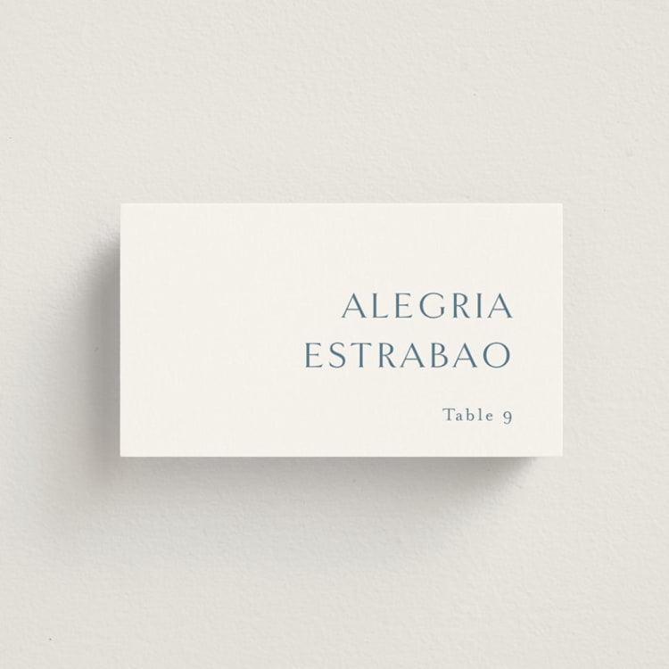 "Graceful" - Place Cards in Dusty Blue by Jennifer Postorino - Front