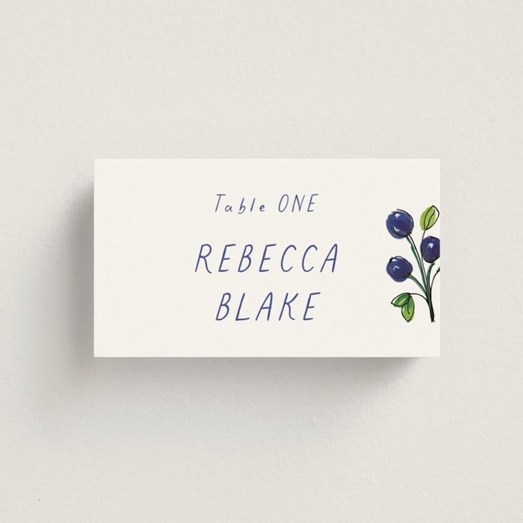 "Blue Bells" - Place Cards in Cornflower by Mere Paper - Front