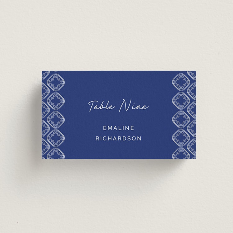 "Santorini" - Place Cards in Cerulean by Zani van Zyl - Front
