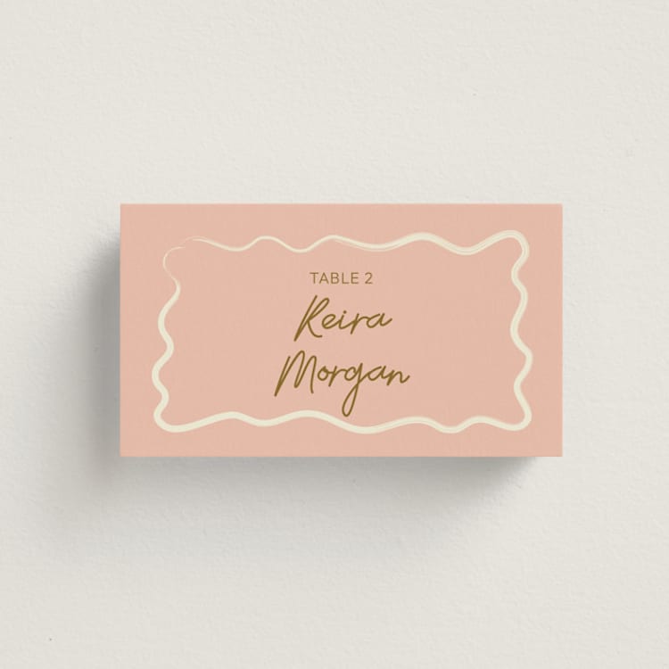 "Handwritten Letter" - Place Cards in Butterscotch by Helena Vitto - Front