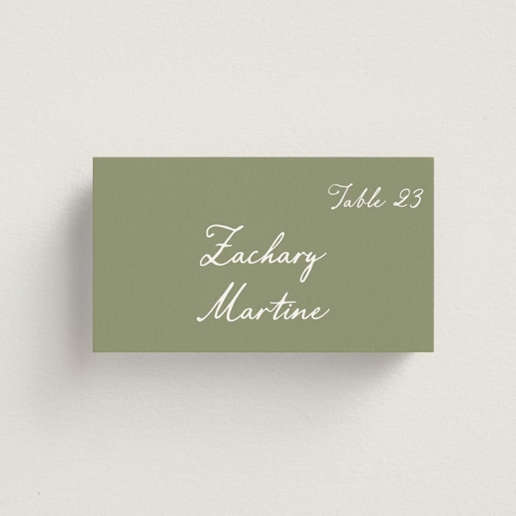 "Handwritten" - Place Cards in Moss by Cass Loh - Front