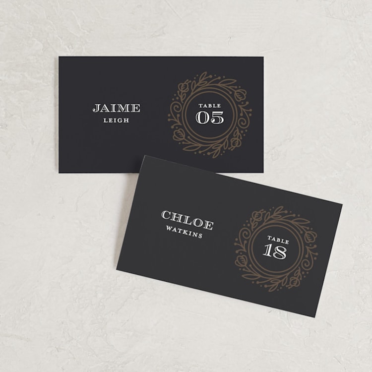 "Eternal Love" - Place Cards in Dark Chocolate by Laura Bolter - Front