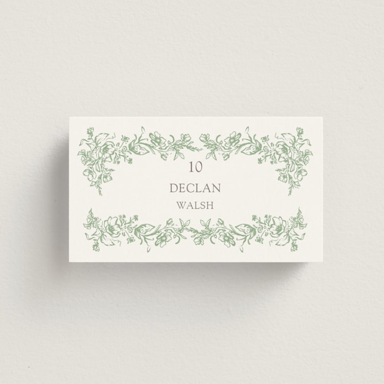 "Romantic Garden" - Place Cards in Mint by Melinda Denison - Front
