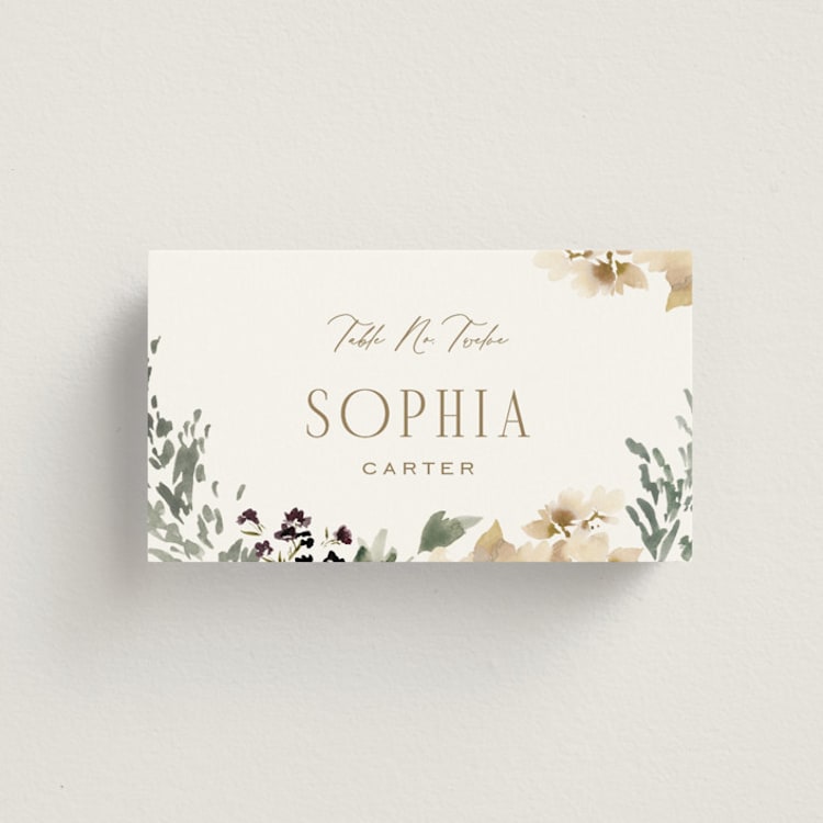 "Sprigs of Joy" - Place Cards in Pearl by Leah Bisch - Front